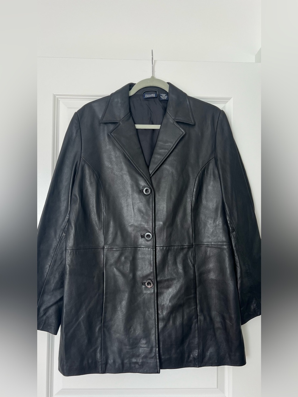 Hillard & Hanson Black Leather Button-Front Jacket